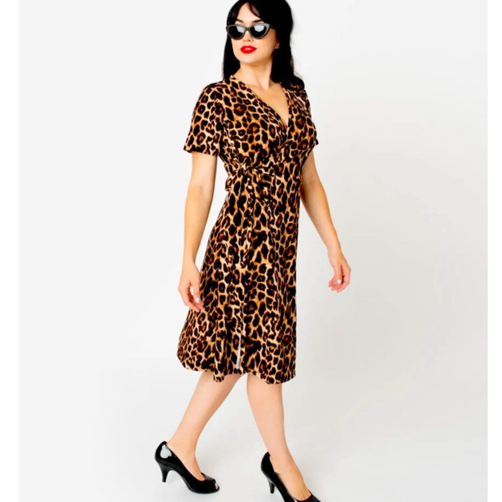 Unique Vintage Leopard Wrap Dress